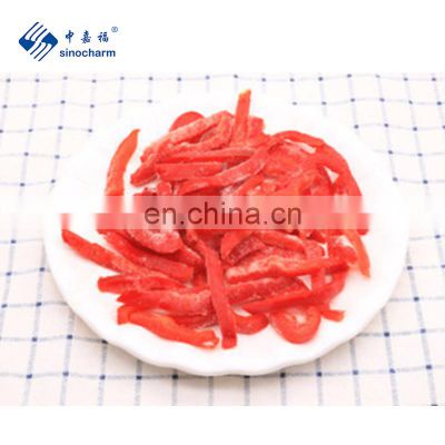 Sinocharm BRC A Approved Fresh Crisp IQF Red Pepper Strips Frozen Red Pepper