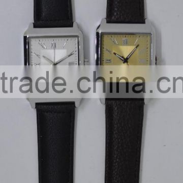 SNT-94126 Rectangle Alloy Case Leather Quartz Wrist Watchwatch