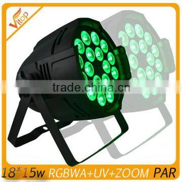 Professional uplight led par zoom 18pcs 15W 6IN1 RGBWAUV LED Stage Light