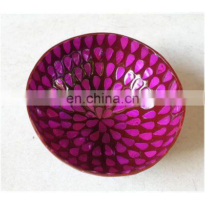 Hot Sale 100% Natural High Quality Coconut Bowl Wholesale in Bulk Shell Inlay Salad Bowl Made in Vietnam photo-3