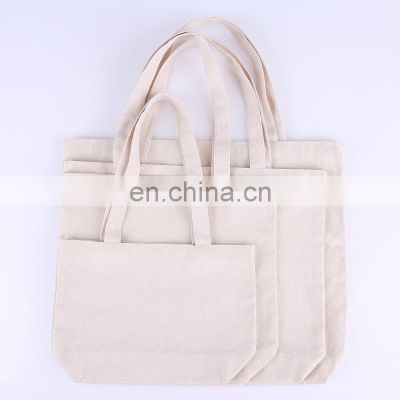 Large Fold Floral Embroider Color Cloth Zipper Pouch Wholesale 12oz Cotton Canvas Tote Bag Shop Bag