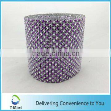 Purple Plastic Rhinestone Mesh For Wedding dress