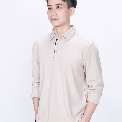 Wholesale Kids Long Sleeve Polo Shirt Men Business Spring Autumn Street Fashion Urban Stand-up Collar Polo Tops Outdoor Casual T-shirts