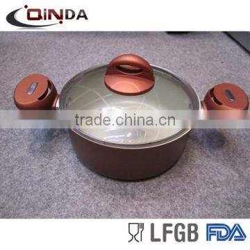 aluminum ceramic coated casserole hot potwith lid QD-TC012