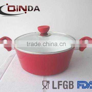 Forged aluminium ceramic coated casserole/stock pot with lid