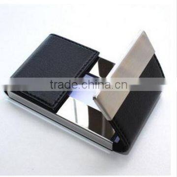 Creative two open card box big capacity business card case pu metal card holder                        
                                                Quality Choice