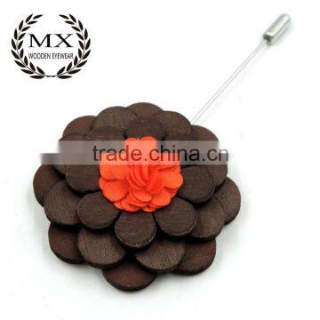 wood lapel flower pin hot sale in 2016