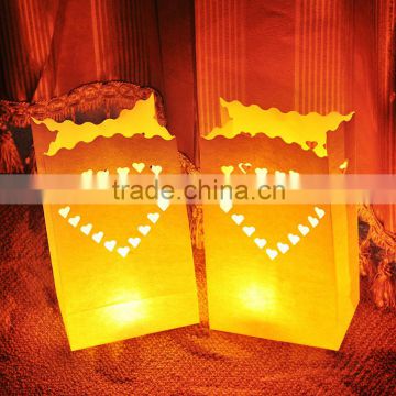 Romantic Heart Tealight Holder Luminaria Paper Lantern Candle Bag Flame Retarded Bag For Christmas Party Wedding