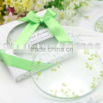 european style love theme four - leaf clover Glass Coaster wedding souvenirs