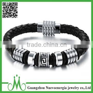 New Antique Women's Men's stainless steel Charm Braided leather bracelet