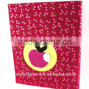 Apple Color Glitter Flower Pattern Cloth Wrapping Ring Binder Desktop File Folder for Office Stationery Cardboard