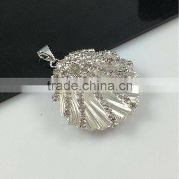 SC8008 personalize fan shape design with gemstone pendant accessory steel jewelry wholesale