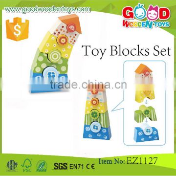 2015 Kids Lovely Tower Stacking Game Wood Toy Blocks Set for sale