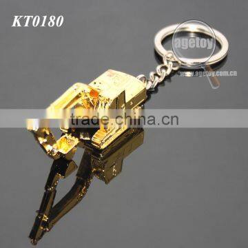 3D Excavator Shaped Three-dimensional Gold Color Alloy Metal Excavator Keychain photo-4