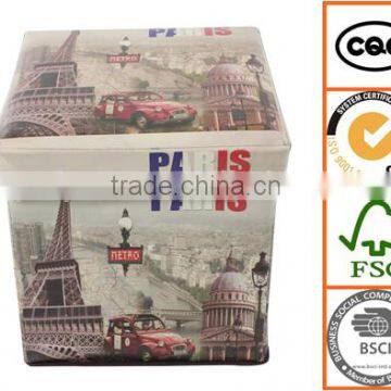 Collapsible storage content box leather printing