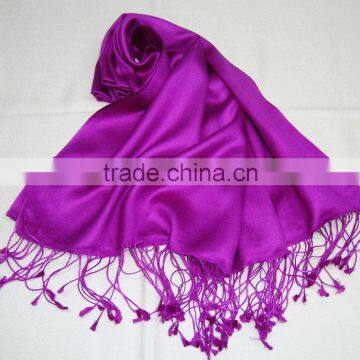 Satin Weave Pure Silk Shawl and Scarf in Wide Range of Colors... photo-6
