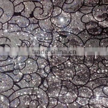 2015 wholesale fashion sequins net lace /french lace fabric with sequins for party