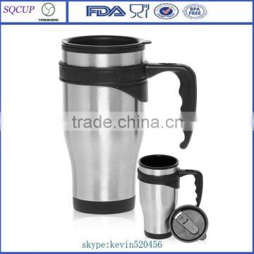 16oz sporty stainless steel mug or pp insert and shinning stainless steel travel mug