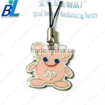 Enameled metal rabbit phone strap hanging decoration in zinc alloy