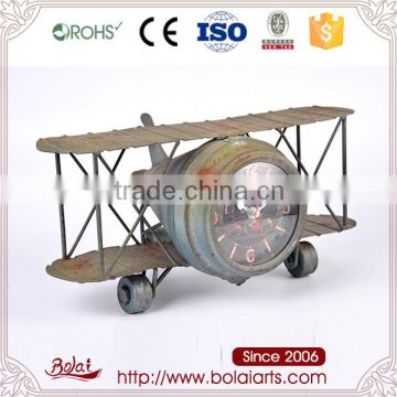 Promotional do old classical airplane design green rust iron clock