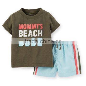 Trendy boy's fashion summer wear boy short tshirt and pant set