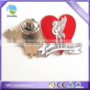 metal pin badge bird phoenix red heart love shaped soft enamel