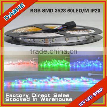 12V RGB SMD 3528 60LED/M No-waterproof IP20 5 Meter CE RoHs 5 Meter/Reel New