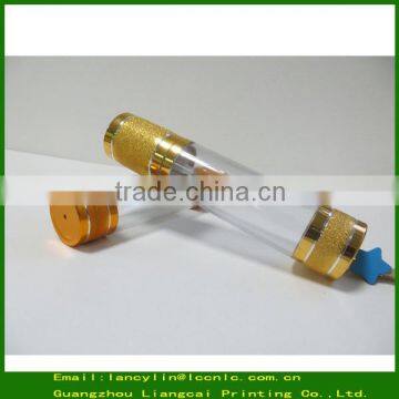 50ml round airless pump bottle of shiny gold cap&bottom for cosmetis