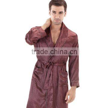 Spring and autumn fashion male faux silk sleepwear long-sleeve robe elegant noble lounge night man bathrobe thin