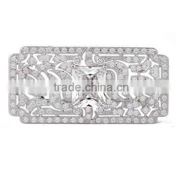 Platinum Plated Elegant Victorian Wedding Brooch With AAA+ Cubic Zircon Micro Pave Setting for Women and Men