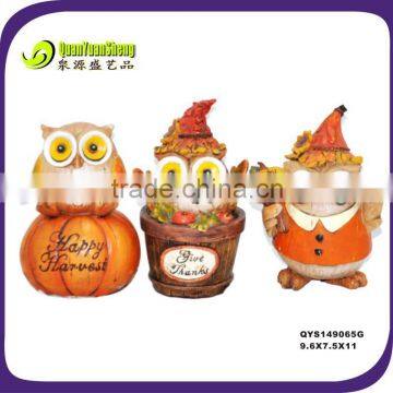 Animated pumpkins with owls harvest festival decorations