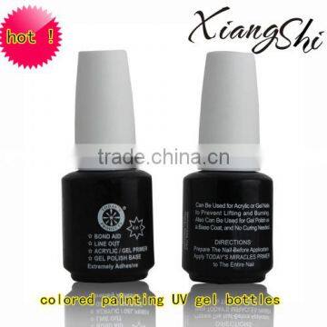 black painting uv gel polish bottle with white cap and brush