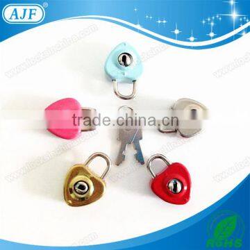 AJF 2015 hot sale colorful mini key diary lock heart, notebook lock