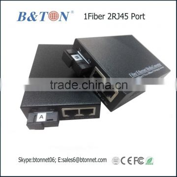 1Fiber 2RJ45 Port Fiber Single core Media Converter