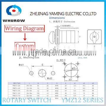 Cam Switch YMZ12 Series White Black Changeover Combination Rotary Switch 0-8 Positions 16-125A Ui 690V Sliver Point Contacts photo-6