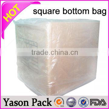 Yason clear square bottom bags drawstring square bottom bag tand up bopp square bottom bags with mould and window