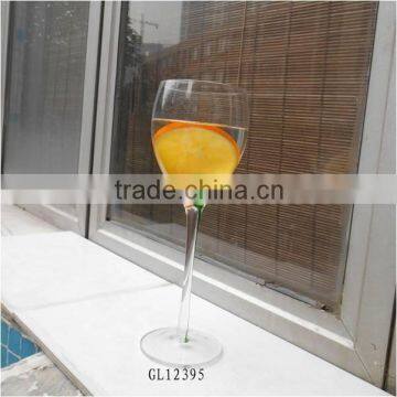 Handmade green colour long stem glass water goblet