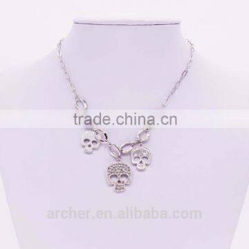 Gold Plated Crystal Long Skull Necklaces Pendants Wholesales Fashion Jewelry for Women and Men GJ-105 photo-2