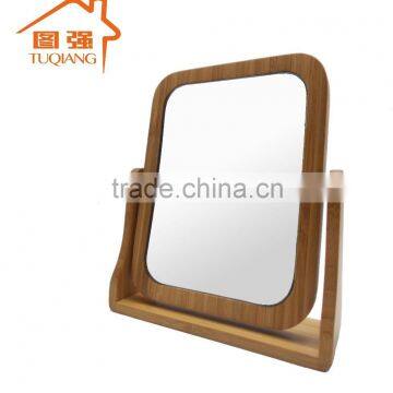 Antique double sided square makeup bamboo mirror