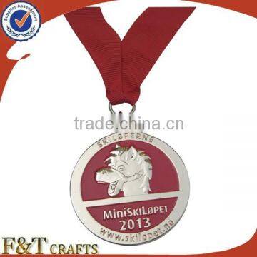 die cut bonze commemorative sports medal school with red ribbon