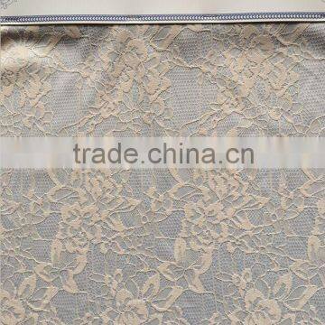 african george Nylon spandex lace with poly lining bonded fabric, french swiss nylon lace fabric for fashion dress