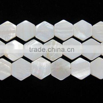 White Shell Pearl Double Flat Hexagon Beads