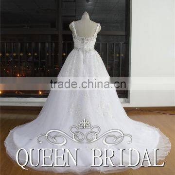 Ball Gown Spaghetti Strap Beaded Wedding Dress For Fat Woman photo-3