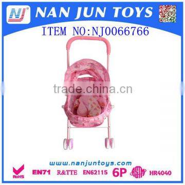 Popular pink baby doll strollers for children baby stroller with doll