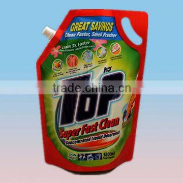 China manufacturer 1800ml liquid detergent package spout bag