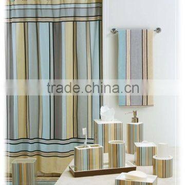 Colourful Stripe Ceramic Basin Counter Set Lotion Bottle Soap Dish Toothbrush Holder Tumbler photo-2