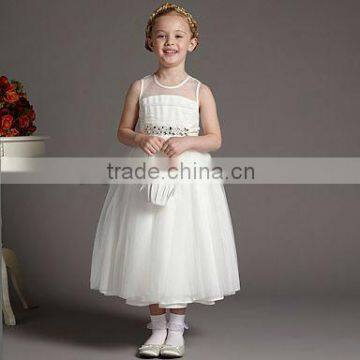 Ivory Beaded Scoop Neckline Little Princess Girl Dress TT-15