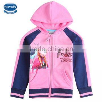 (F5482D) wholesale nova new arrival kids winter casual clothing 2014 kids wear girls frozen pink coat