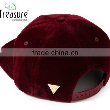 2016 China Cap Blank Suede 5 Panel Cap Metal Badge Flat Brim Hip Hop Hat for Men photo-6