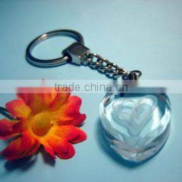 Wholesale 3d laser engraved crystal heart shape keychain